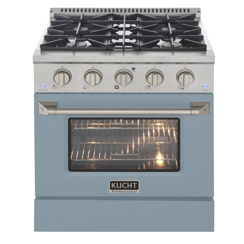 Kucht - 30 po Série KDF Cuisinière Pro Style au gaz naturel - Acier inoxydable/Bleu pâle