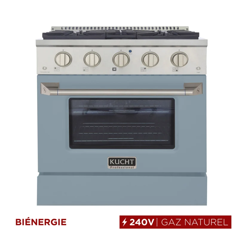 Kucht - 30 po Série KDF Cuisinière Pro Style au gaz naturel - Acier inoxydable/Bleu pâle