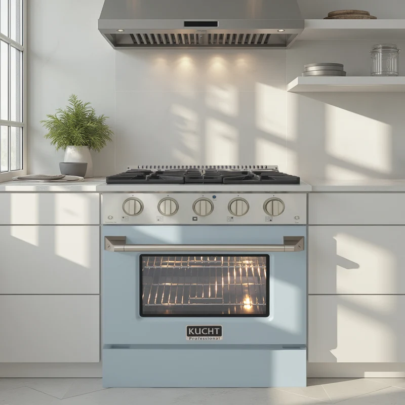 Kucht - 30 po Série KDF Cuisinière Pro Style au gaz naturel - Acier inoxydable/Bleu pâle