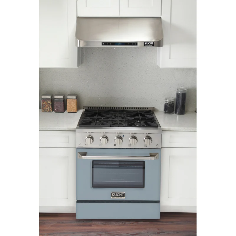 Kucht - 30 po Série KDF Cuisinière Pro Style au gaz naturel - Acier inoxydable/Bleu pâle
