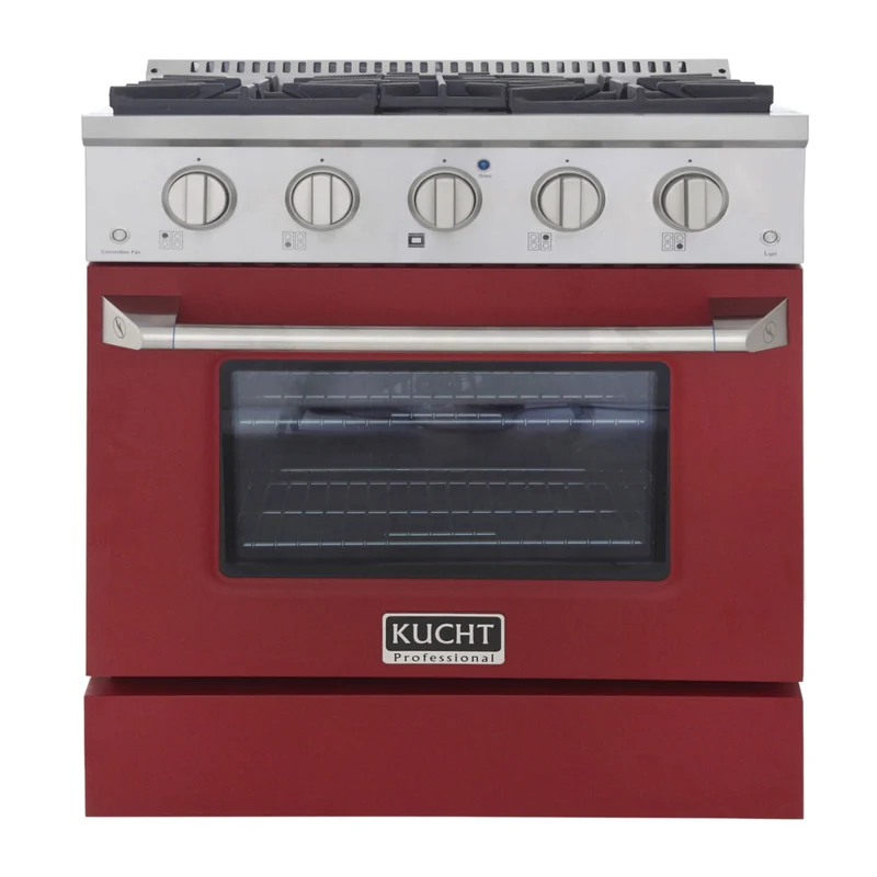 Kucht 30" KNG Series Pro Style Propane Gas Range - Stainless Steel/Red