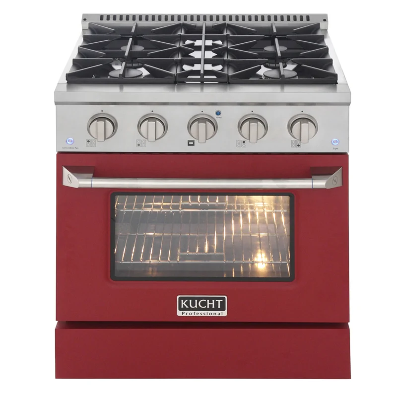 Kucht - 30 po Série KNG Cuisinière Pro Style au gaz naturel - Acier inoxydable/Rouge