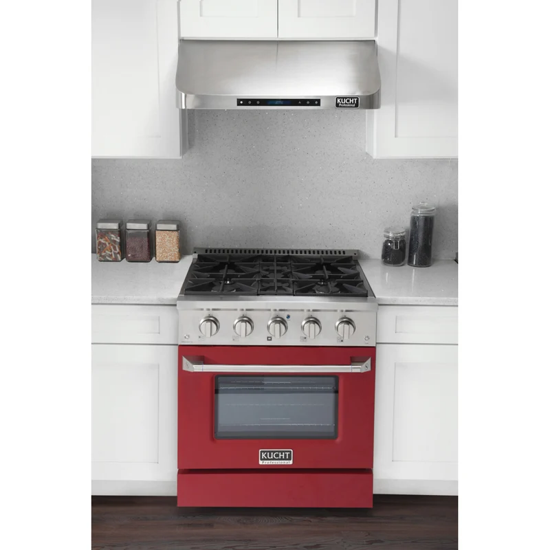 Kucht - 30 po Série KNG Cuisinière Pro Style au gaz naturel - Acier inoxydable/Rouge
