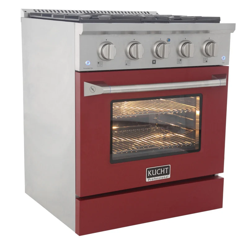 Kucht - 30 po Série KNG Cuisinière Pro Style au gaz naturel - Acier inoxydable/Rouge