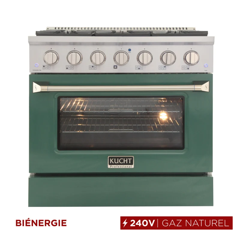 Kucht - 36 po Série KDF Cuisinière Pro Style au gaz naturel - Acier inoxydable/Vert