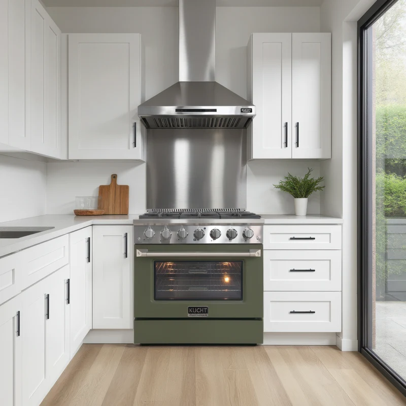 Kucht 36" KDF Series Pro Style Propane Gas Dual Fuel Range - Stainless Steel/Olive Green