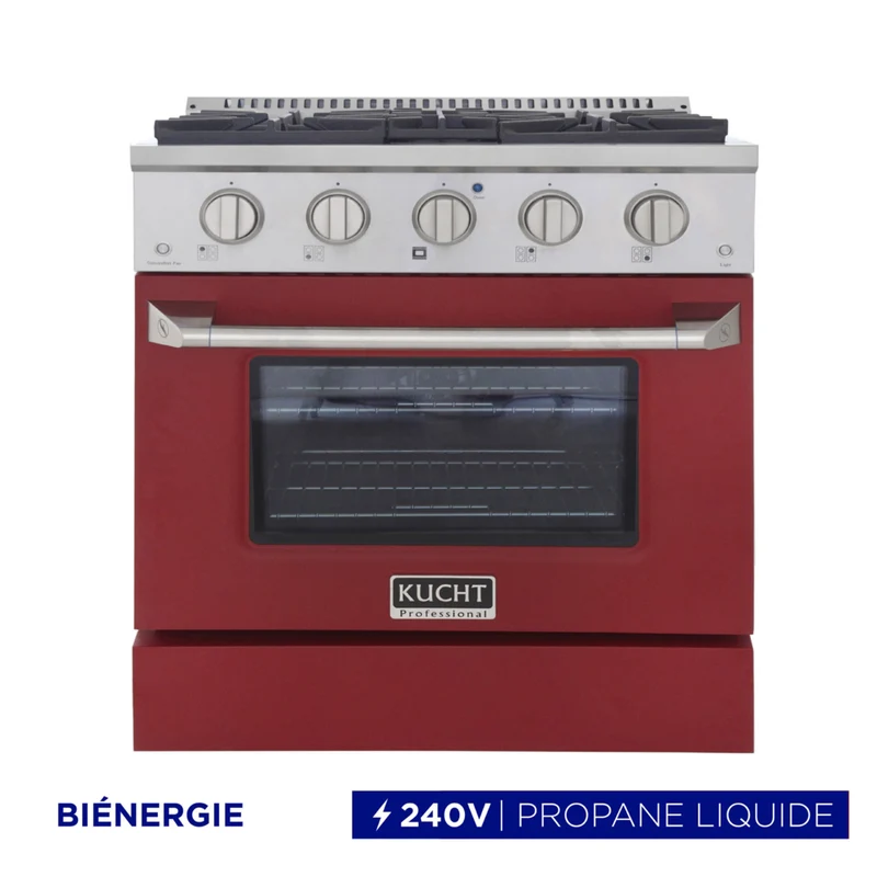 Kucht - 30 po Série KDF Cuisinière Pro Style au gaz propane - Acier inoxydable/Rouge
