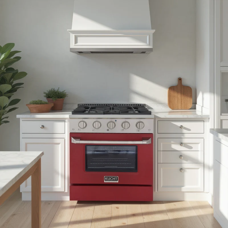 Kucht - 30 po Série KDF Cuisinière Pro Style au gaz propane - Acier inoxydable/Rouge