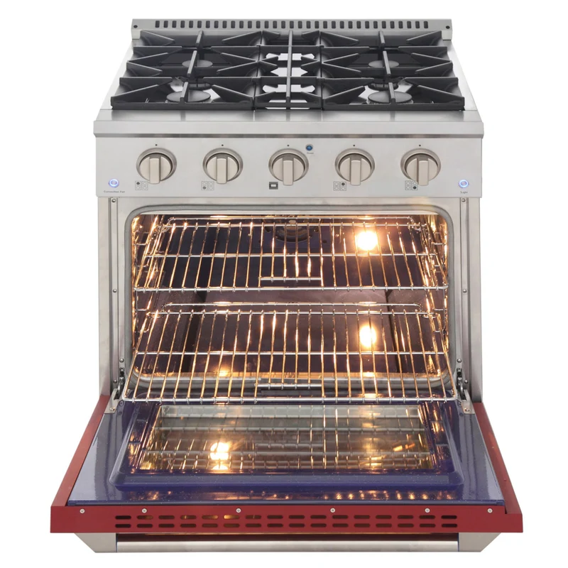 Kucht - 30 po Série KDF Cuisinière Pro Style au gaz propane - Acier inoxydable/Rouge