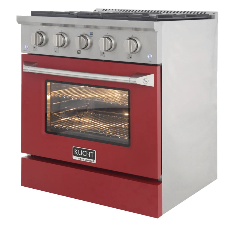 Kucht - 30 po Série KDF Cuisinière Pro Style au gaz propane - Acier inoxydable/Rouge
