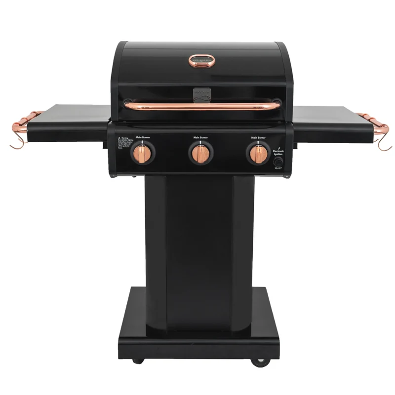 Kenmore - Barbecue au gaz sur piédestal à 3 brûleurs - Noir/cuivré