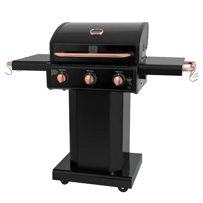 Kenmore - Barbecue au gaz sur piédestal à 3 brûleurs - Noir/cuivré