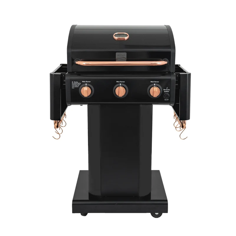 Kenmore - Barbecue au gaz sur piédestal à 3 brûleurs - Noir/cuivré