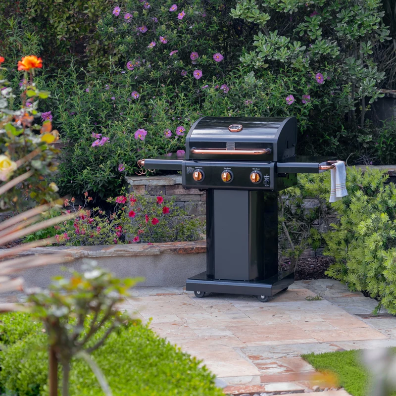 Kenmore - Barbecue au gaz sur piédestal à 3 brûleurs - Noir/cuivré