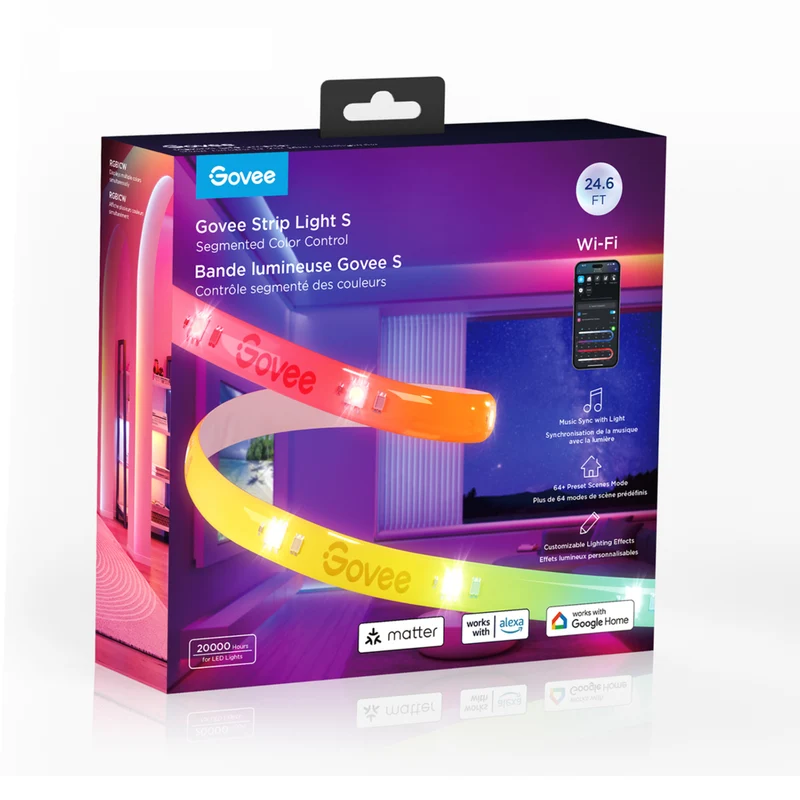 Govee - Bande lumineuse LED RGBICW Wi-Fi de 7,5 m S