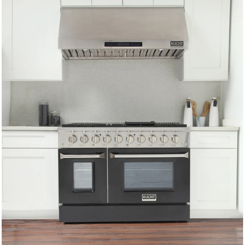 Kucht - 48 po Série KNG Cuisinière Pro Style au gaz propane - Acier inoxydable/Noir