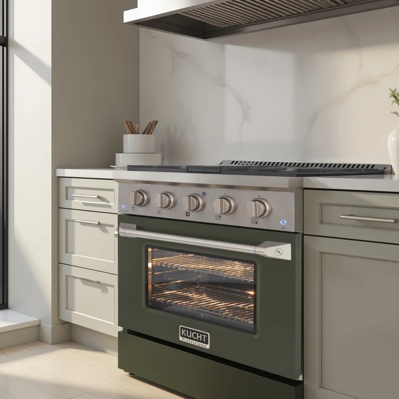 Kucht 30" KDF Series Pro Style Natural Gas Dual Fuel Range - Stainless Steel/Olive Green