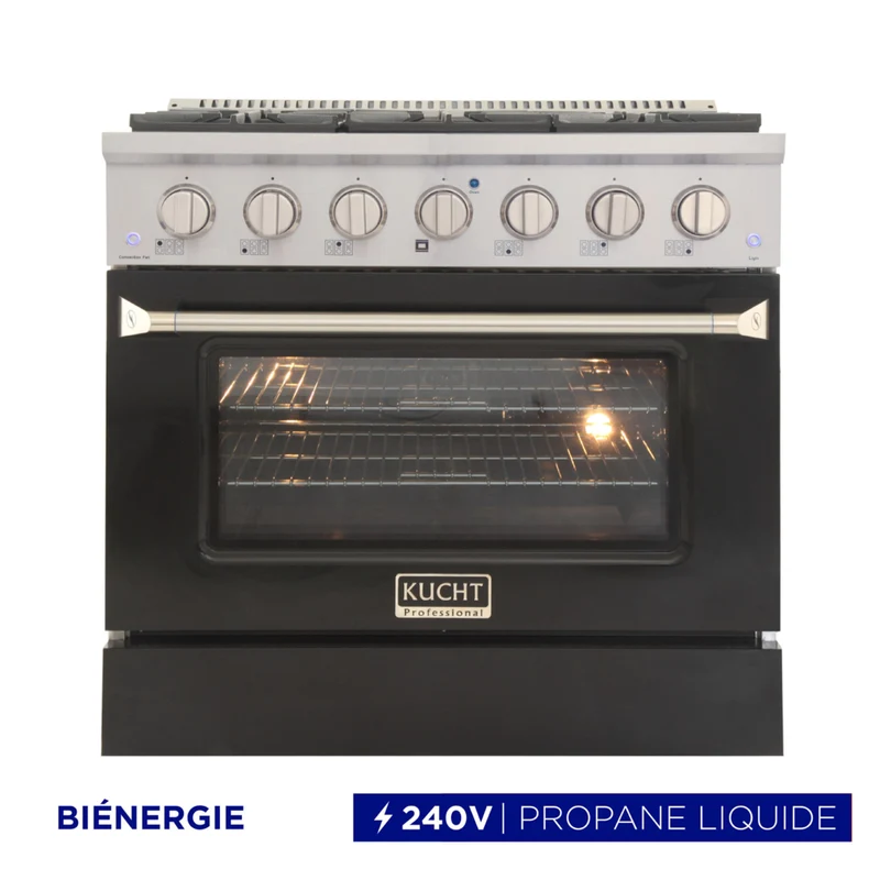 Kucht - 36 po Série KDF Cuisinière Pro Style au gaz propane - Acier inoxydable/Noir