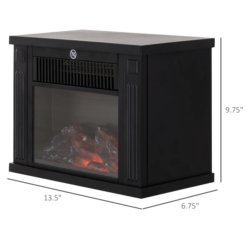 HOMCOM - Foyer électrique portatif sur pied 14 po, 1000 W, noir