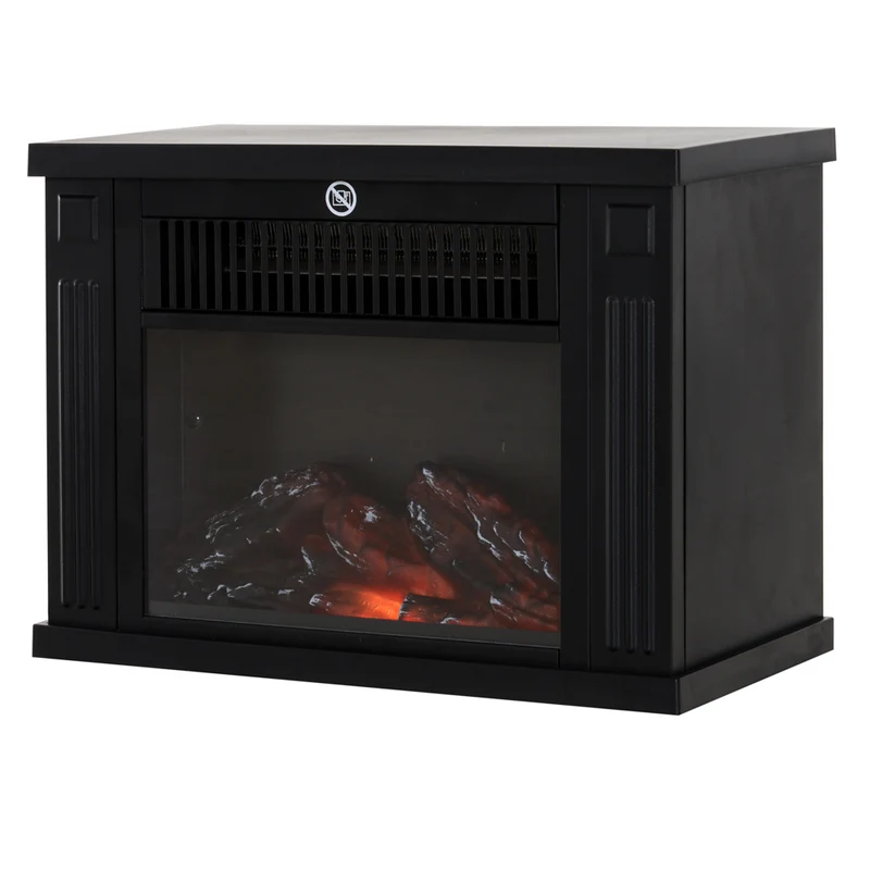 HOMCOM 14" 1000W Freestanding Electric Fireplace Heater - Black