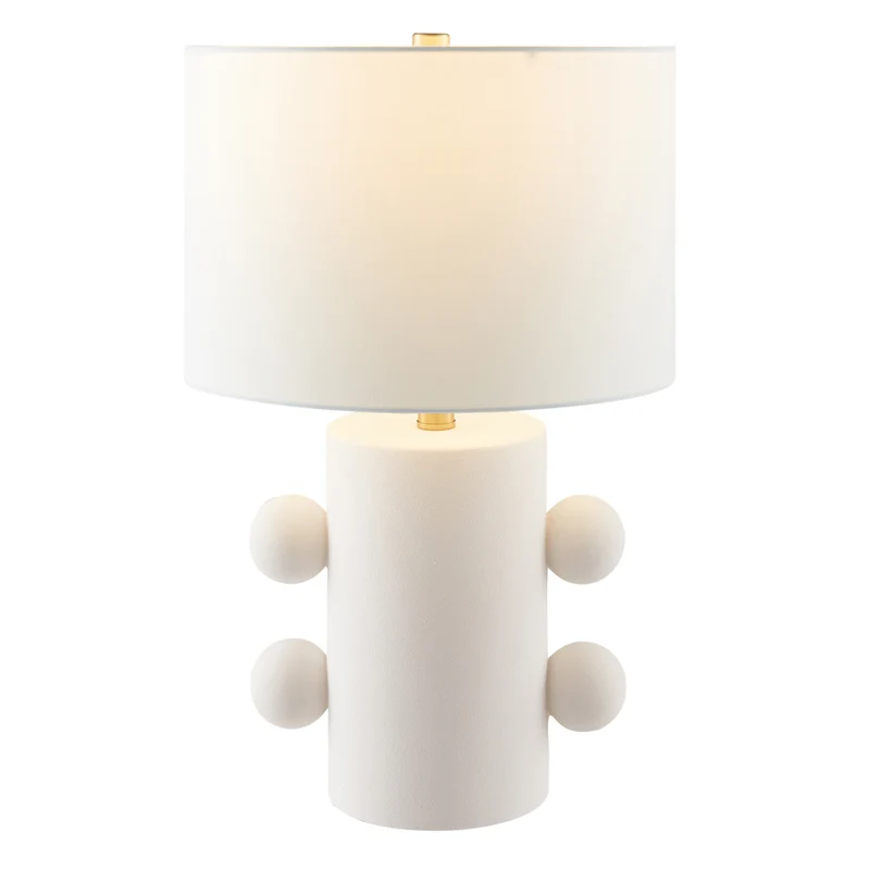 Hudson&Canal - Lampe de table Jurrah 50 cm de haut, petite, en céramique, avec abat-jour en tissu - Blanc mat/blanc