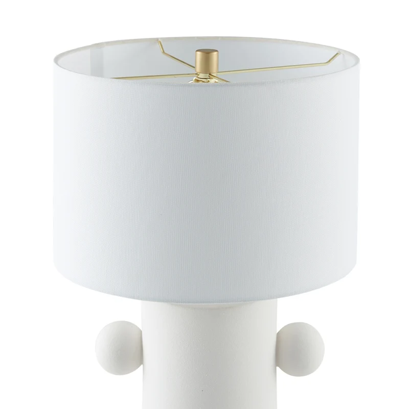 Hudson&Canal - Lampe de table Jurrah 50 cm de haut, petite, en céramique, avec abat-jour en tissu - Blanc mat/blanc