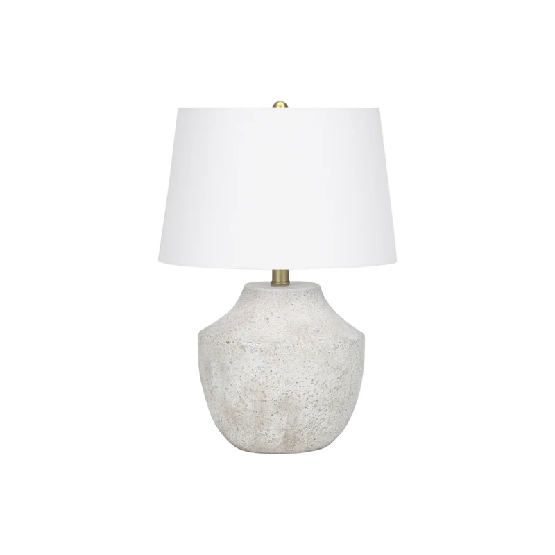 Monarch Specialties - Luminaire - 20 po H Lampe De Table - Béton Crème - Abat-Jour Ivoire / Crème - Moderne