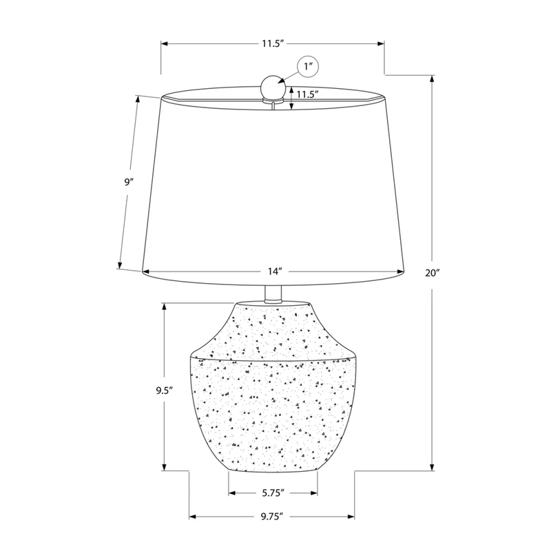 Monarch Specialties - Luminaire - 20 po H Lampe De Table - Béton Crème - Abat-Jour Ivoire / Crème - Moderne