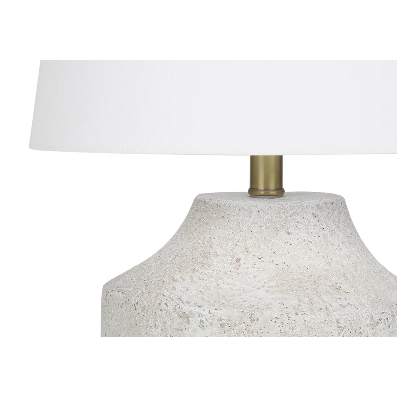 Monarch Specialties - Luminaire - 20 po H Lampe De Table - Béton Crème - Abat-Jour Ivoire / Crème - Moderne