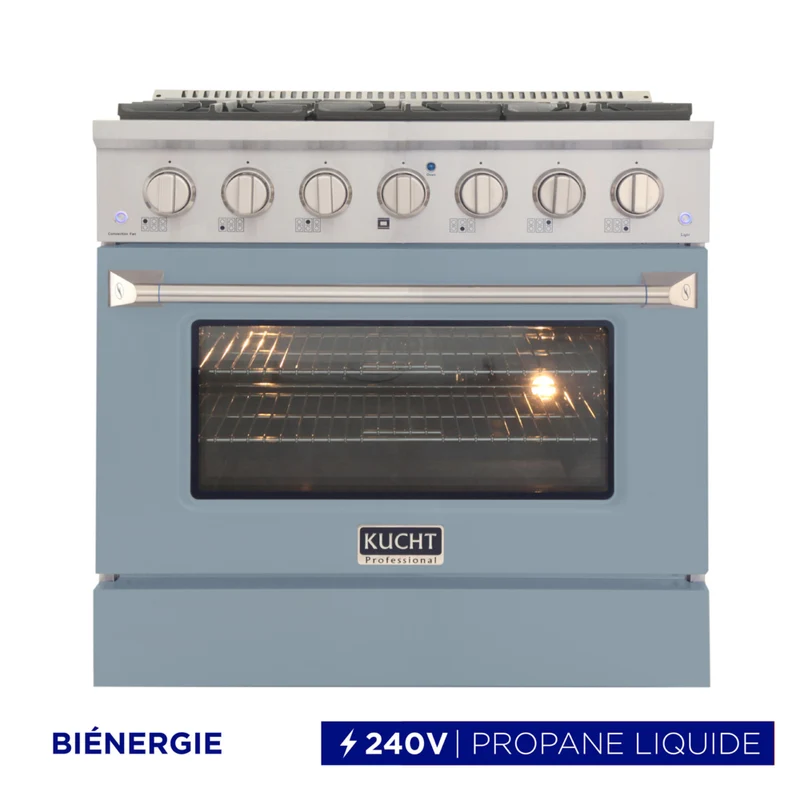 Kucht 36" KDF Series Pro Style Propane Gas Dual Fuel Range - Stainless Steel/Cement Grey