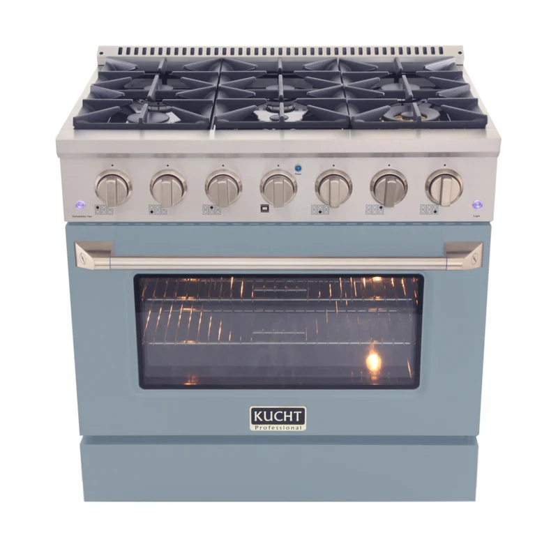 Kucht 36" KDF Series Pro Style Propane Gas Dual Fuel Range - Stainless Steel/Cement Grey