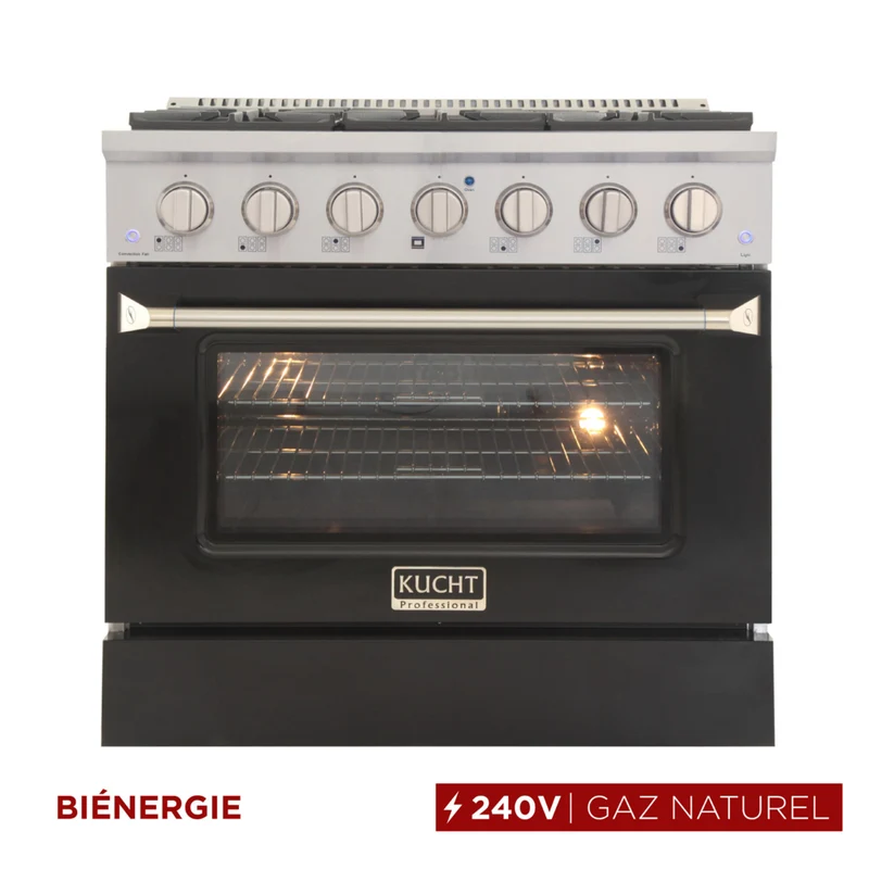 Kucht - 36 po Série KDF Cuisinière Pro Style au gaz naturel - Acier inoxydable/Noir