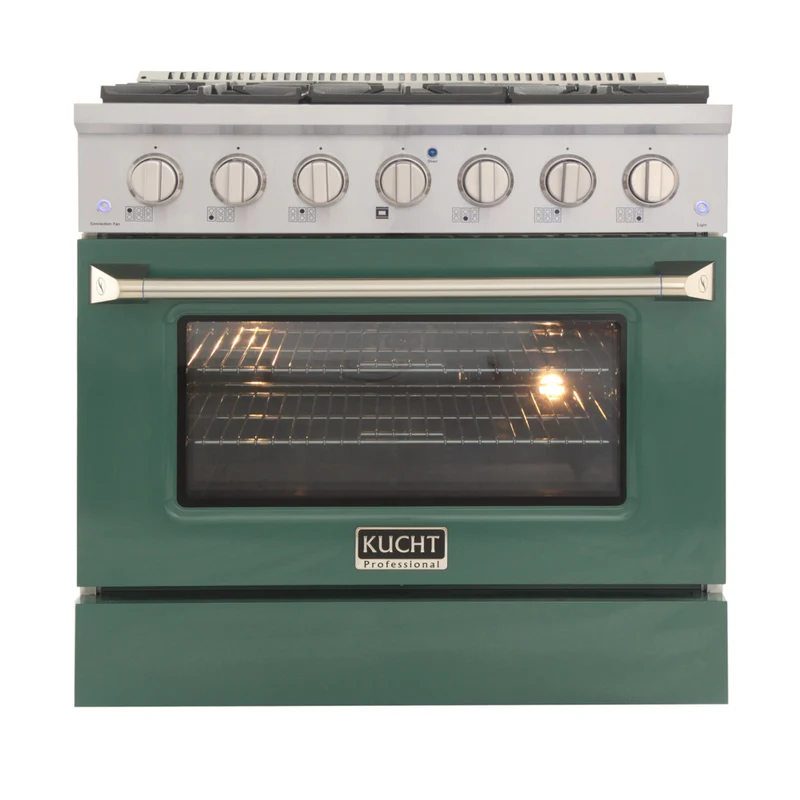 Kucht - 36 po Série KNG Cuisinière Pro Style au gaz propane - Acier inoxydable/Vert