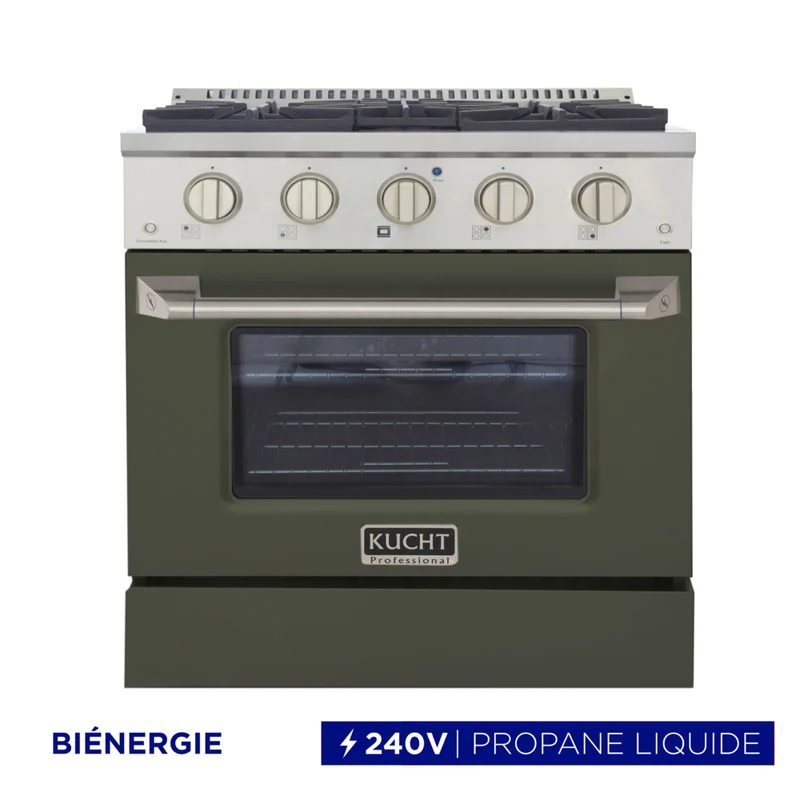 Kucht - 30 po Série KDF Cuisinière Pro Style au gaz propane - Acier inoxydable/Vert olive