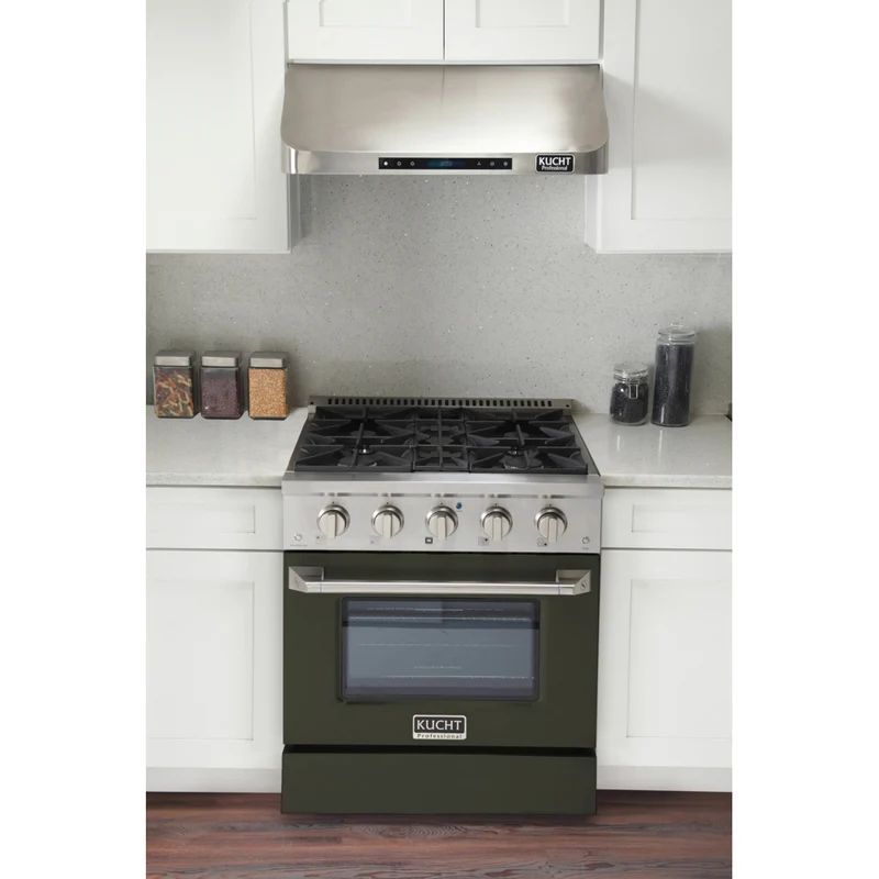 Kucht 30" KDF Series Pro Style Propane Gas Dual Fuel Range - Stainless Steel/Olive Green