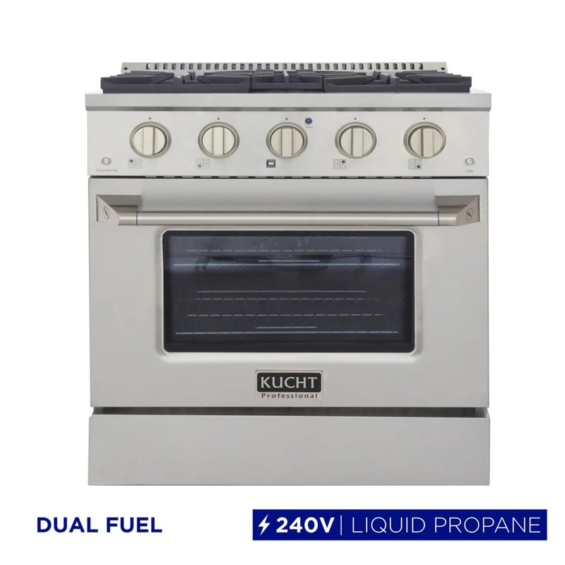 Kucht 30" KDF Series Pro Style Propane Gas Dual Fuel Range - Stainless Steel