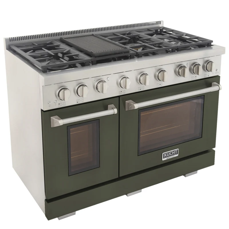 Kucht - 48 po Série KFX-X style professionnel au gaz naturel - Acier inoxydable/Vert olive