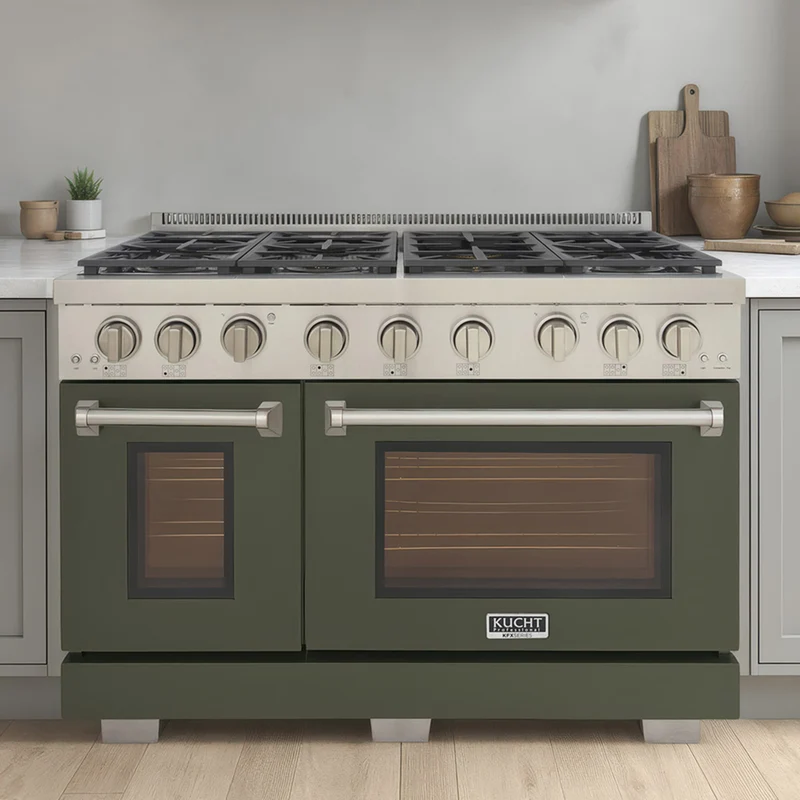 Kucht - 48 po Série KFX-X style professionnel au gaz naturel - Acier inoxydable/Vert olive