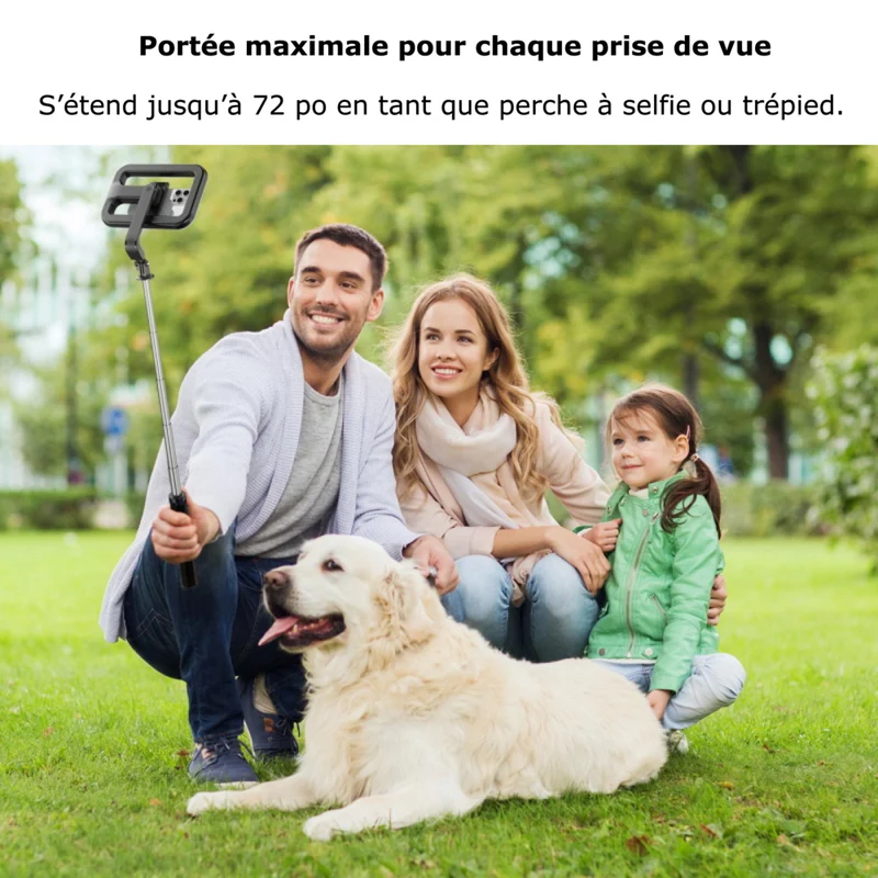 MyBat - Trépied Spotlight Pro - Support en acier inoxydable avec anneau LED 9" et télécommande sans fil - Argent