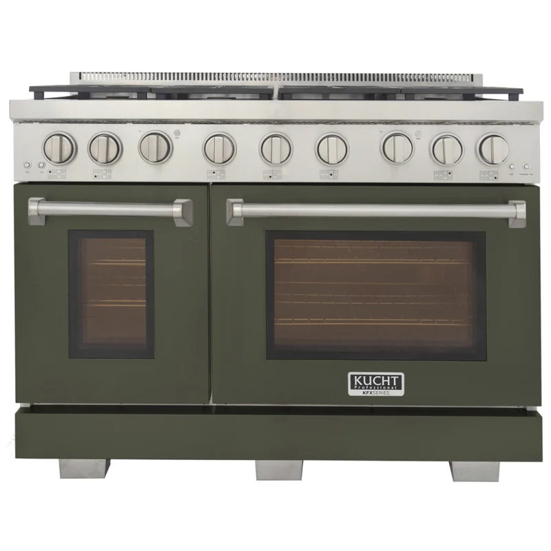 Kucht 48" KFX-X Series Pro Style Natural Gas Range - Stainless Steel/Olive Green
