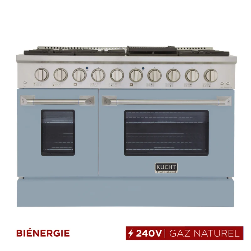 Kucht - 48 po Série KDF Cuisinière Pro Style au gaz naturel - Acier inoxydable/Bleu pâle