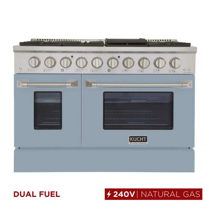 Kucht 48" KDF Series Pro Style Natural Gas Dual Fuel Range - Stainless Steel/Light Blue