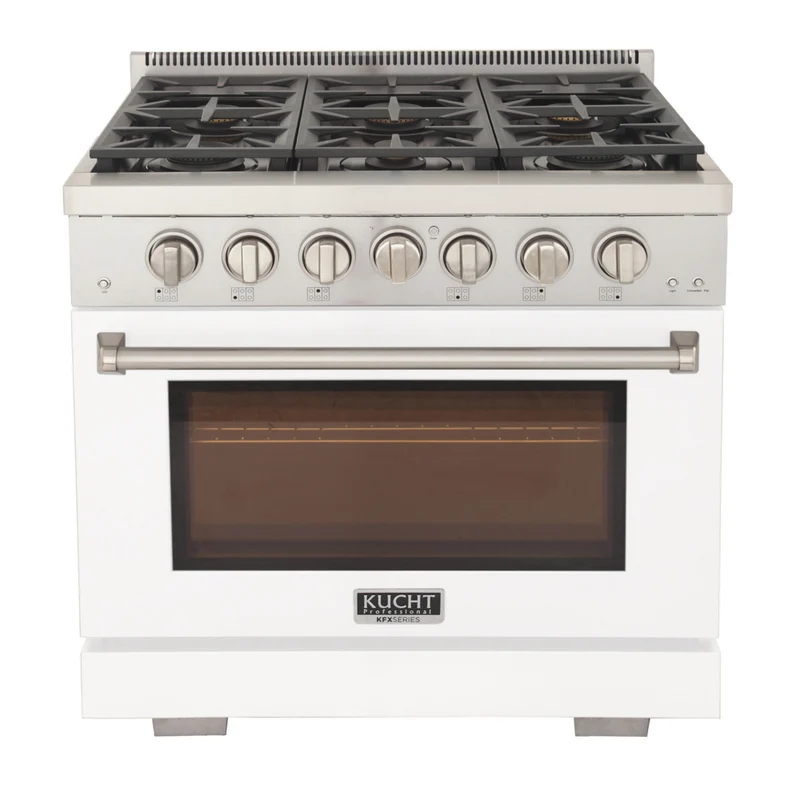 Kucht - 36 po Série KFX-X Cuisinière Pro Style au gaz naturel - Acier inoxydable/Blanc