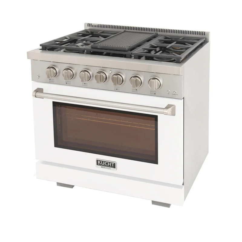 Kucht - 36 po Série KFX-X Cuisinière Pro Style au gaz naturel - Acier inoxydable/Blanc