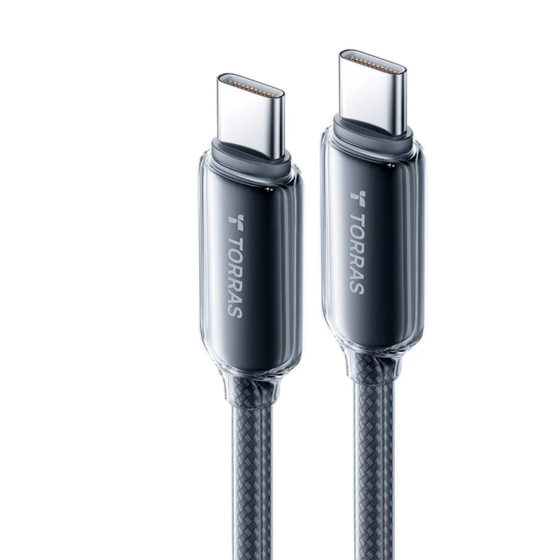 Torras - Câble de charge rapide USB-C Iceflow 60 W - 79 po - Noir