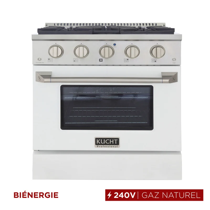 Kucht - 30 po Série KDF Cuisinière Pro Style au gaz naturel - Acier inoxydable/Blanc
