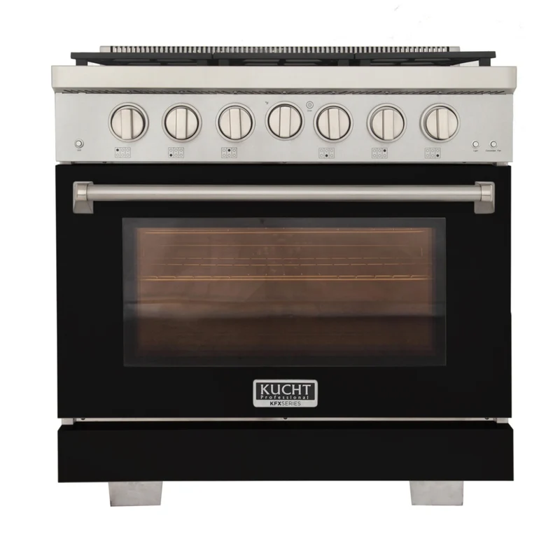 Kucht 36" KFX-X Series Pro Style Propane Gas Range - Stainless Steel/Black