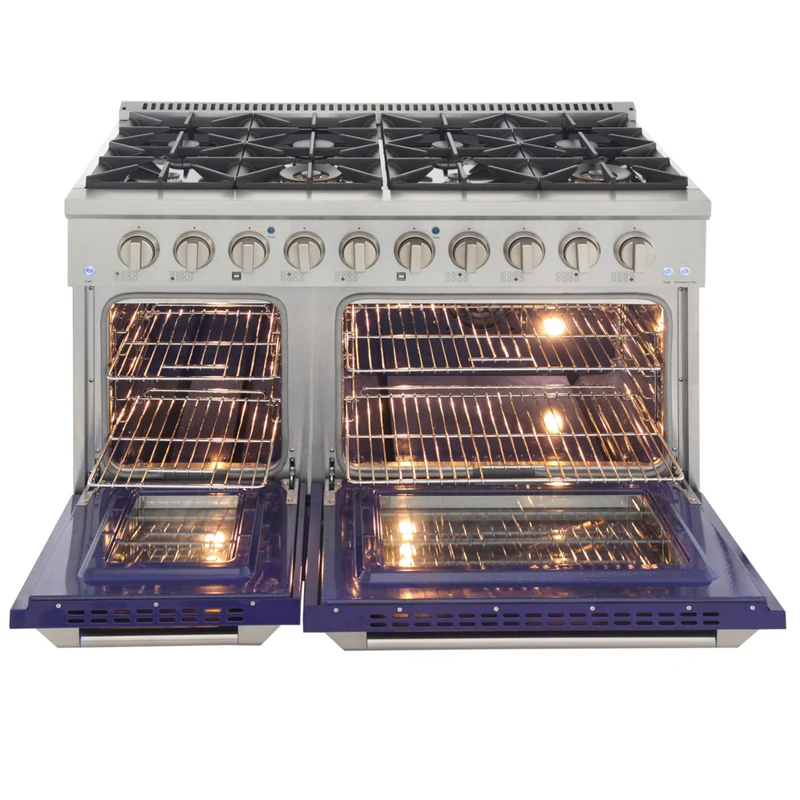 Kucht 48" KDF Series Pro Style Natural Gas Dual Fuel Range - Stainless Steel/Blue
