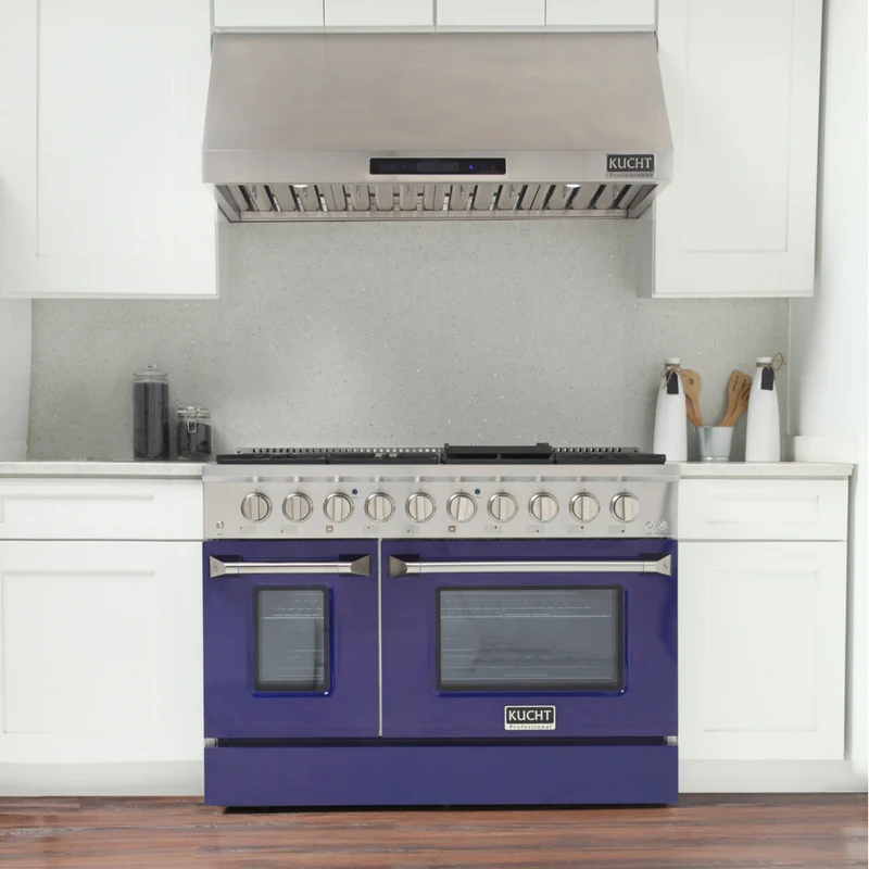 Kucht 48" KDF Series Pro Style Natural Gas Dual Fuel Range - Stainless Steel/Blue