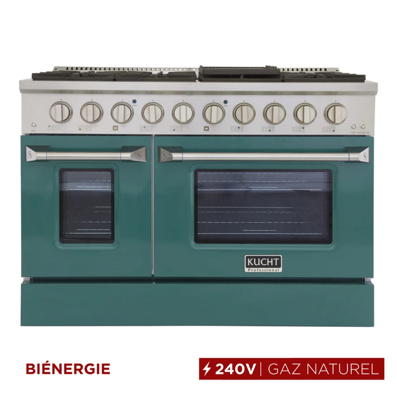 Kucht - 48 po Série KDF Cuisinière Pro Style au gaz naturel - Acier inoxydable/Vert